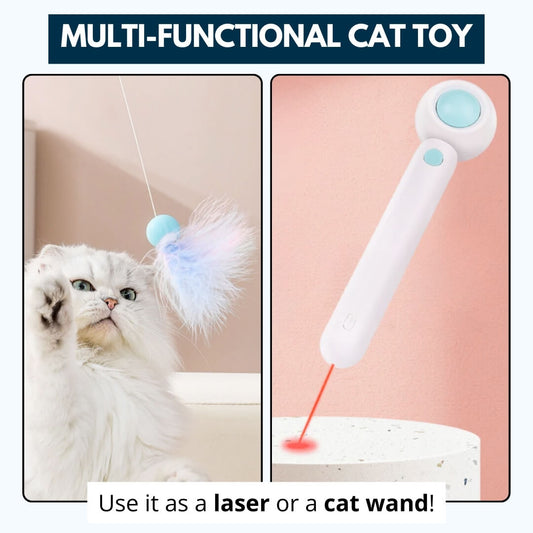 Kitty Rocket™ - 3-in-1 Retractable Cat Wand With Laser - Blue, Nymock