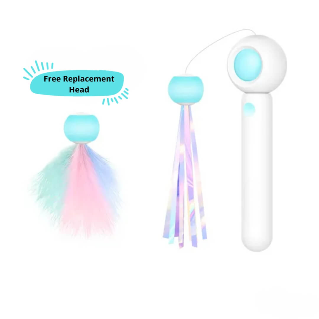 Kitty Rocket™ - 3-in-1 Retractable Cat Wand With Laser - Blue, Nymock