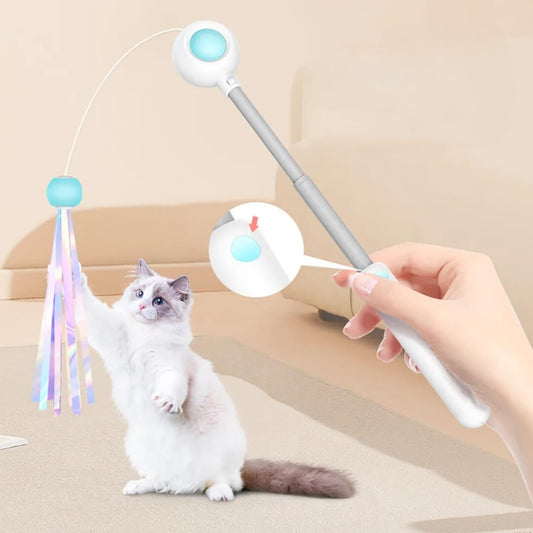 Kitty Rocket™ - 3-in-1 Retractable Cat Wand With Laser - Blue, Nymock