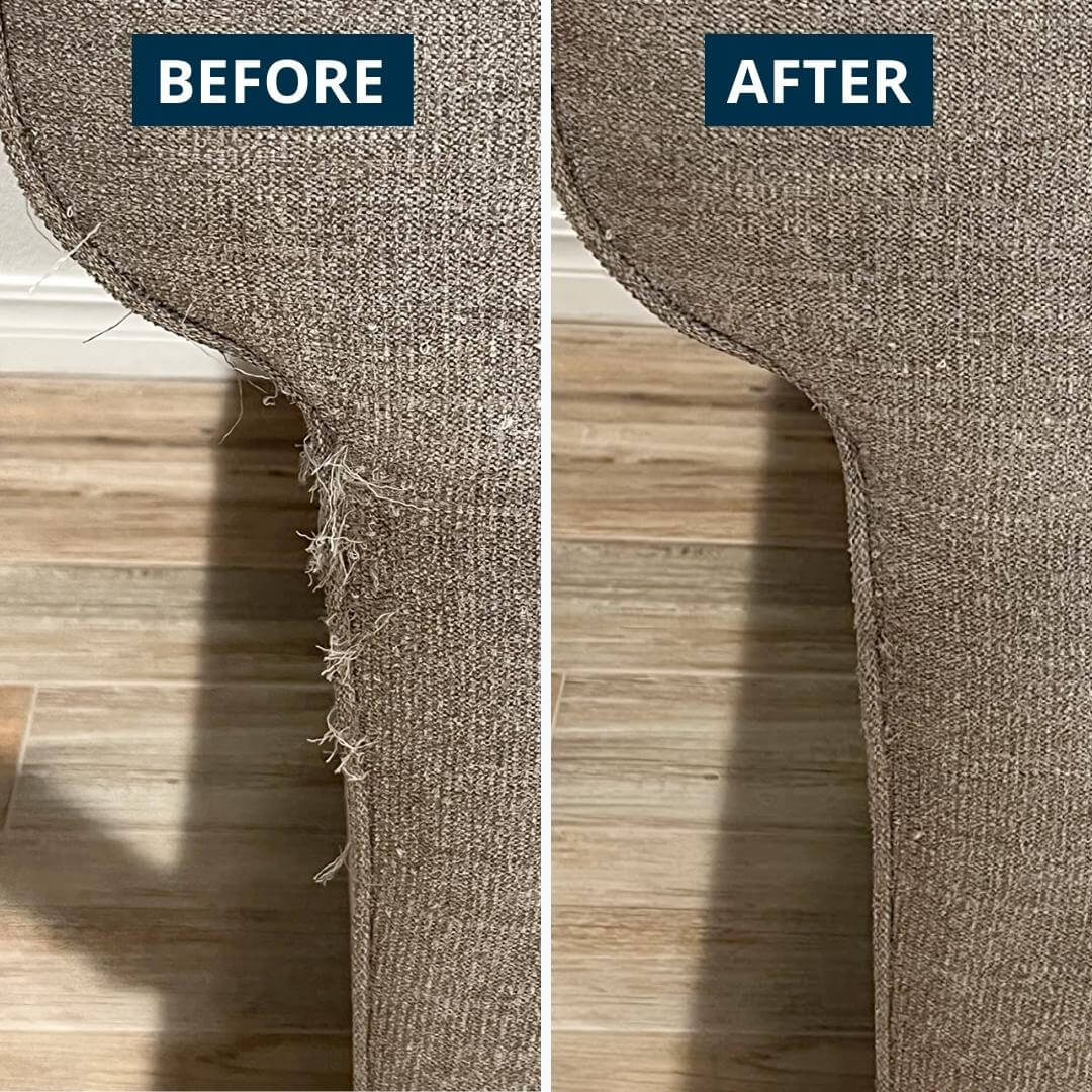 Fixing Cat Scratches On Fabric Furniture Using A Razor