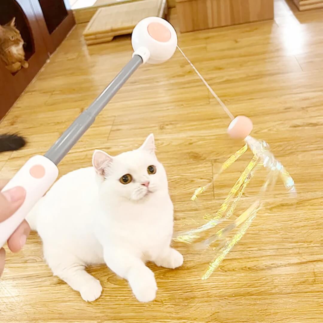 Kitty Rocket™ - 3-in-1 Retractable Cat Wand With Laser - Blue, Nymock
