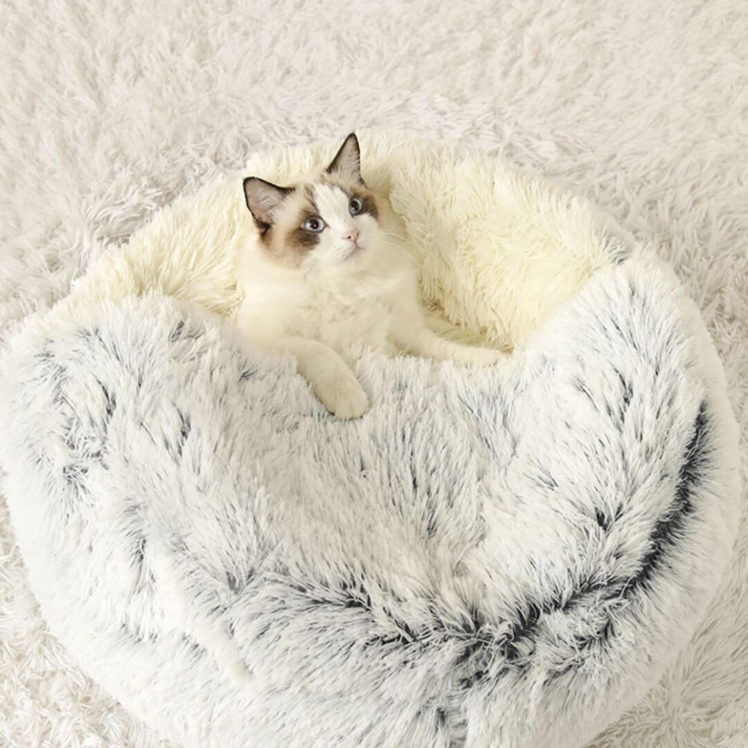 Calming Cave™ - Plush Cat Bed - Grey / Small, Nymock