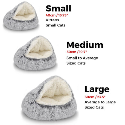 Calming Cave™ - Plush Cat Bed - Grey / Small, Nymock