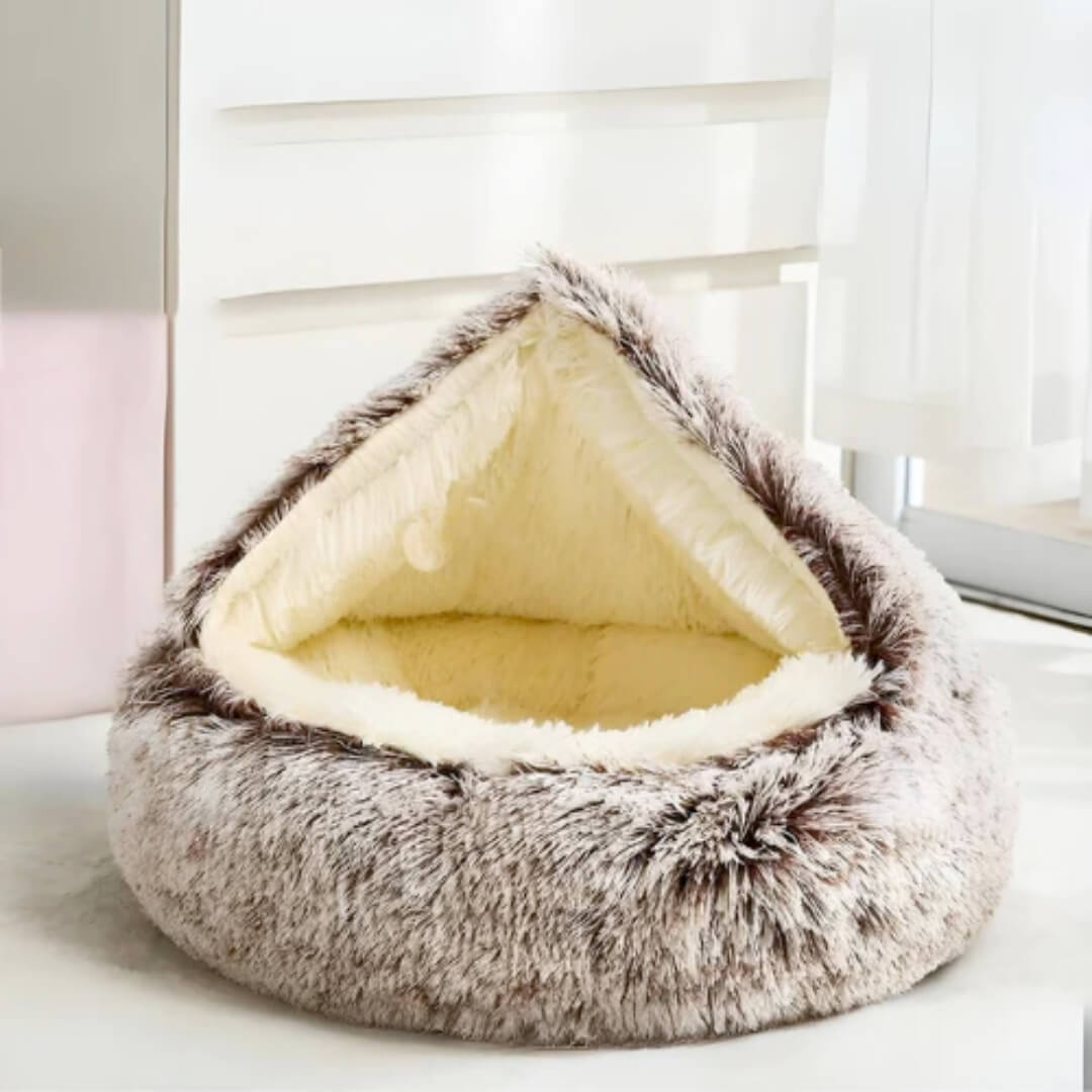 Calming Cave™ - Plush Cat Bed - Brown / Small, Nymock