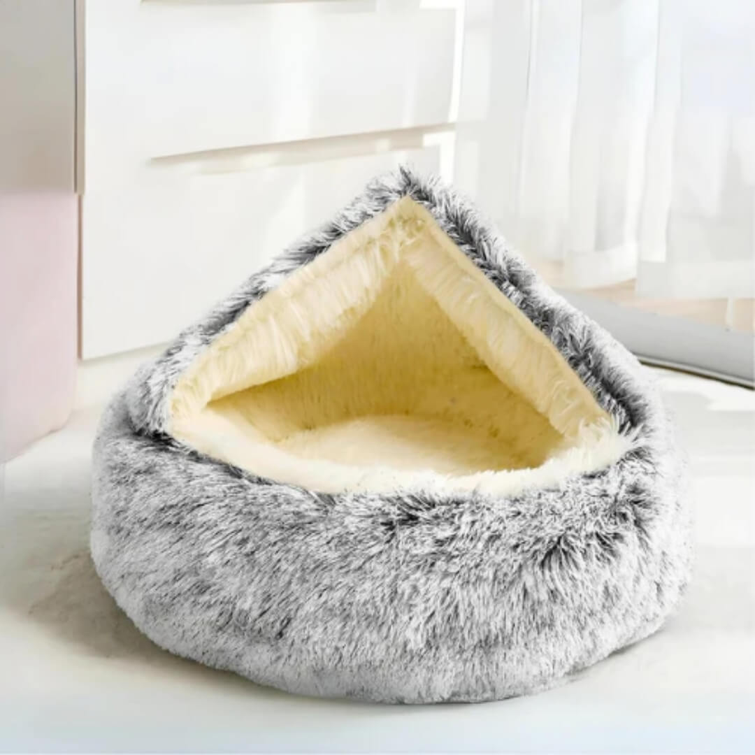 Calming Cave™ - Plush Cat Bed - Grey / Small, Nymock