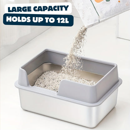 Nymock™ Oversized Stainless Steel Litter Box - Grey, Nymock