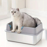 Nymock™ Oversized Stainless Steel Litter Box - Grey, Nymock