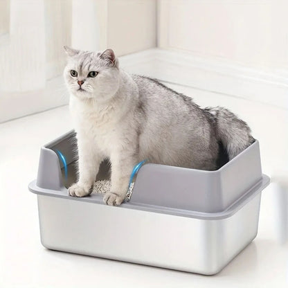 Nymock™ Oversized Stainless Steel Litter Box - Grey, Nymock