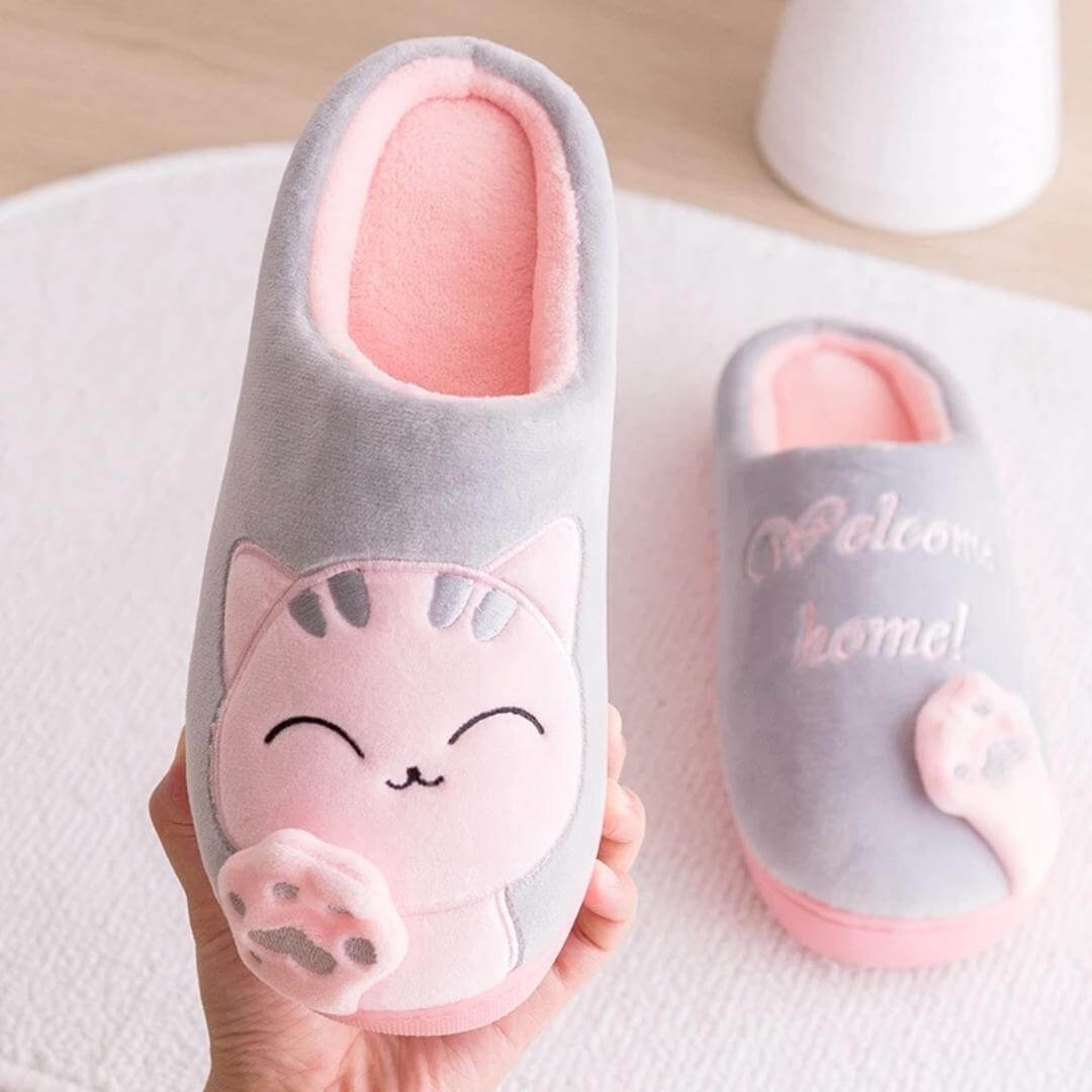 Welcome Home Cozy Cat Slippers - , Nymock