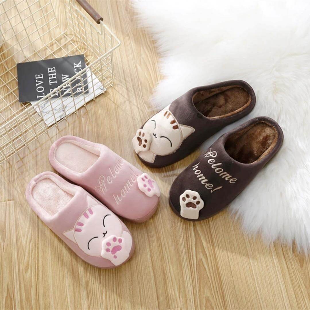 Welcome Home Cozy Cat Slippers - , Nymock