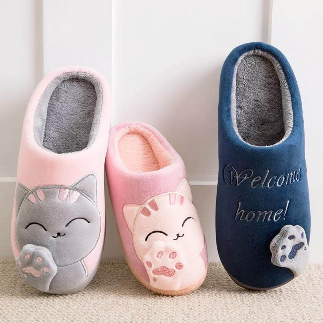 Welcome Home Cozy Cat Slippers - , Nymock