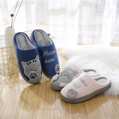 Welcome Home Cozy Cat Slippers - Navy Blue / EU 35 / US Women's 5, Nymock