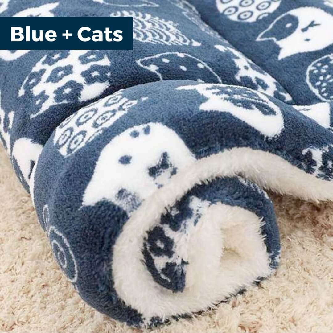 ThermaPad™ Self-Heating Cat Mat - Blue + Cats, Nymock
